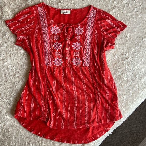 Beautiful Boho Embroidered Red Detailed Top - Picture 6 of 12